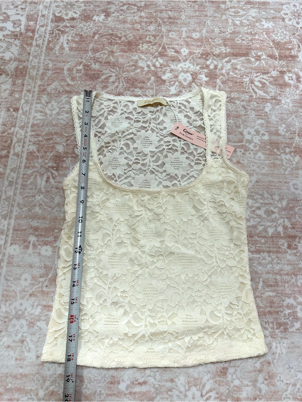 NWT 🤍 Y2K Cream Lace Square-Neck Tank Top - Picture 7 of 9